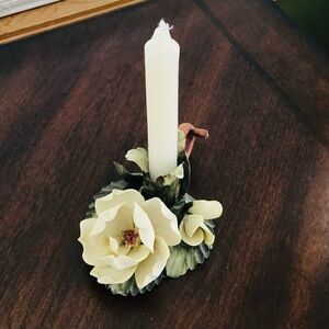 Decorative Ivory Floral Candle Holder